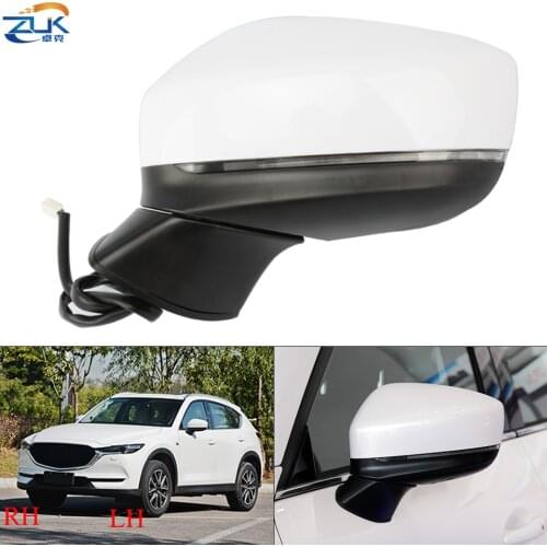 ZUK Exterior Side Back Up Wing Rearview Mirror For MAZDA CX5 CX8 2017-2020 8Pins Unpainted Heating Electronic Folding Signal LED