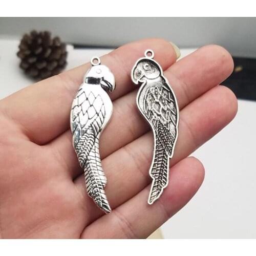 10pcs/lot--58x16mm, bird cham,Antique silver plated Parrot charms,DIY supplies,Jewelry accessories