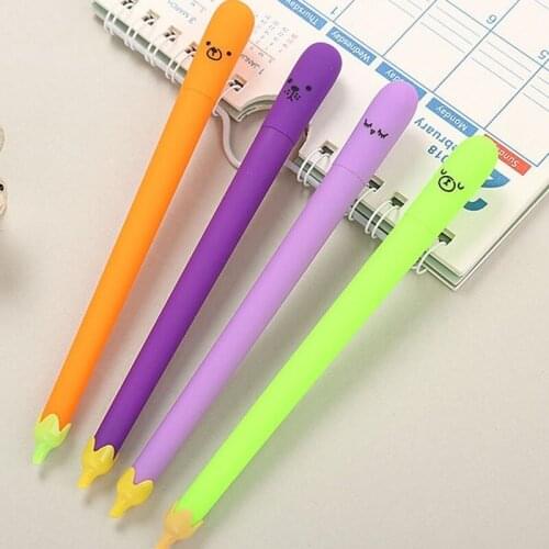 20PCs Cartoon Eggplant Creative Cute Simulation Vegetablem Gel Pens Set Gift Student Stationery School Writing Office Supplies