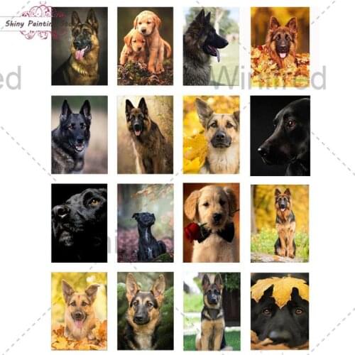 DIY 5D Full Drill Cute Dog Pet Diamond Painting Dog German Shepherd Animal Diamond Embroidery Cross Stitch Kit Gift Home Decor