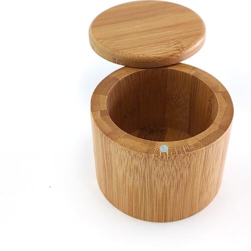 Bamboo Seasoning Storage Bottles & Jars for Spices Sugar Salt Pepper Herbs Jar with Lid Cooking Pot Kitchen Spice Jars Magnetic