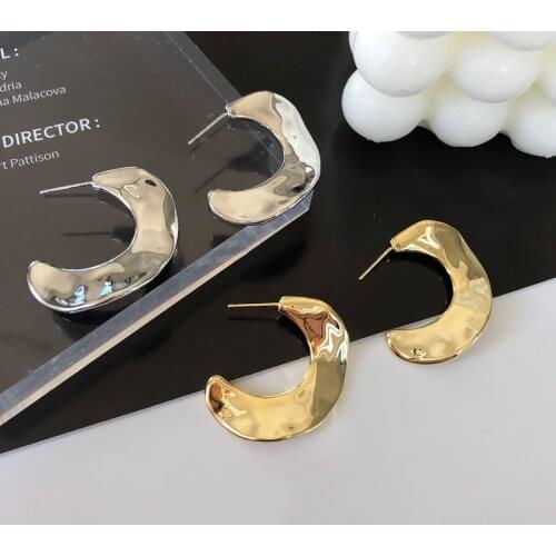 DAVINI Big C Shape Drop Earrings Irregular Geometric Exaggerate GoldenDangle Earrings For Women Korean New Jewelry MG336