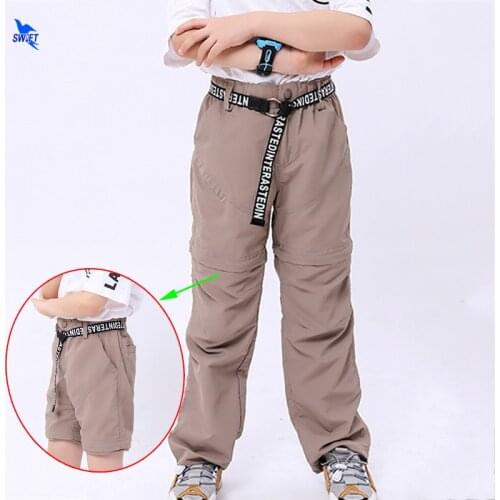 Autumn Spring Quick Dry Waterproof Kids Outdoor Pants Boys Girls Sports Hiking Trousers Children Detachable Shorts+Pants Outfits