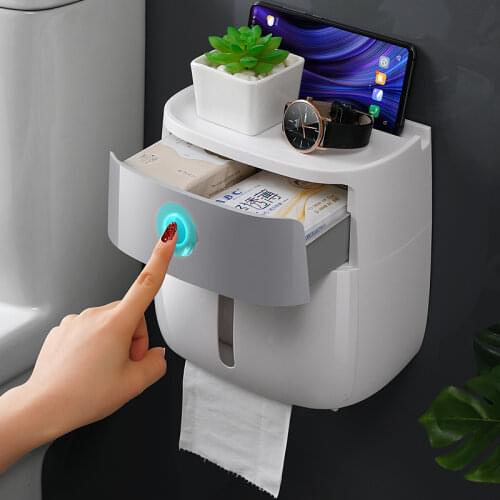 Toilet Paper Holder Waterproof Wall Mounted Toilet Paper Tray Roll Paper Tube Storage Box Tray Tissue Box Shelf Bathroom Product