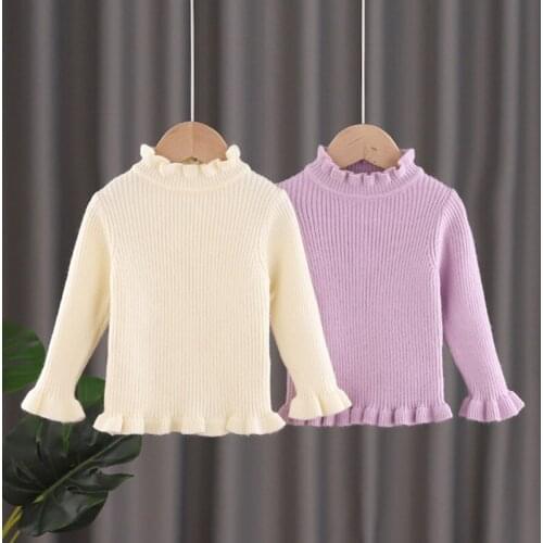 Children Sweater Clothes Autumn/Winter Kids Baby Girls Pure Color Knit Sweater Boys Sweater Bottoming Shirt Fashion Warming