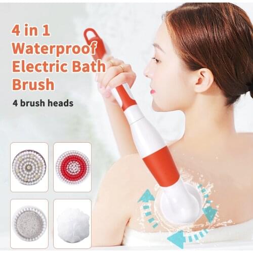 4 in 1 Waterproof Electric Bath Brush Multifunctional Body BrushCleansing Brush Back Massage Scrubbe Shower Brush