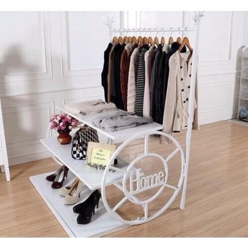 Tie yi European floor clothing display rack bag display rack side rack iron clothing