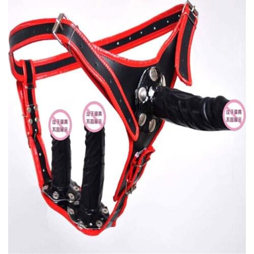 Sex Shop Clothes Harness 3 Penis Pants Butt Plug Device Realistic Male Dick Silicone Strapon Dildo Erotic Toys For Lesbian Women