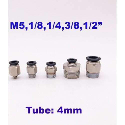 GOGOATC Pneumatic air straight fitting 4mm thread M5 PC 4-M5 M6 1/8 1/4 3/8 M8 BSP NPT One touch hose connector