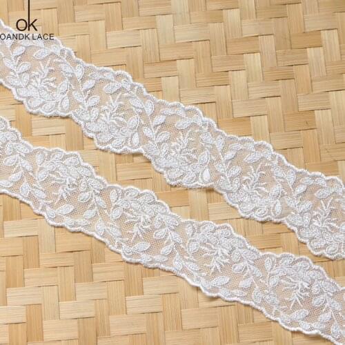 Exquisite embroidery mesh lace white cotton mesh mesh double embroidery lace accessories 4.5 cm wide