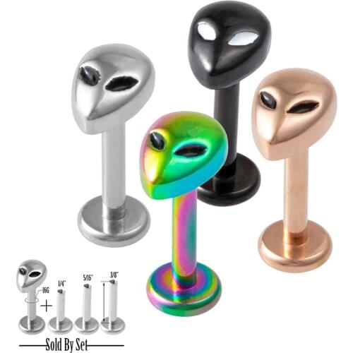 1PC Alien Labret Lip Ring Stainless Steel Internally Threaded Ear Cartilage Tragus Helix Stud Ear Piercing Women Body Jewelry
