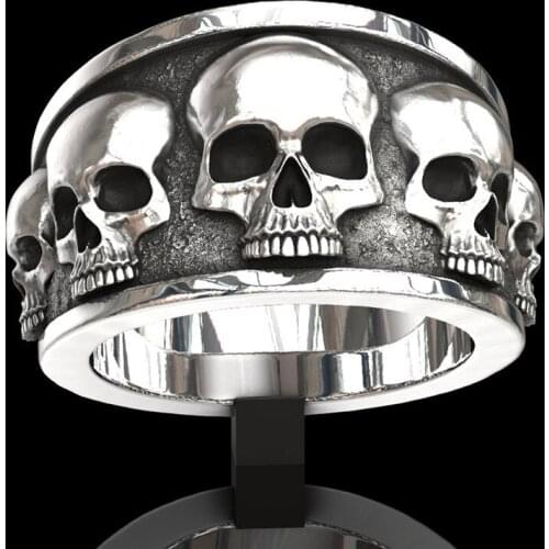 Vintage Punk Rock Gothic Accessories Lost Skull Ring Exaggerated Punk Motorcyclist Hip Hop Jewelry Personality Boyfriend Gift