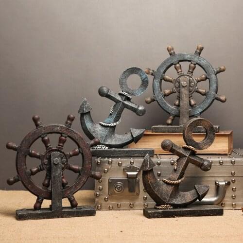 Creative Retro Nostalgic Decoration Mediterranean Helmsman Ornaments Crafts Anchor Model Desktop Display Props Home Decoration