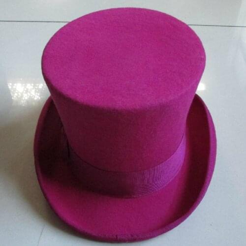 LIHUA Women Party Fashion Wool Tophats Mens Flat top hats 100% wool derby hat felt 18cm/7inch bowler hat Magic Hat