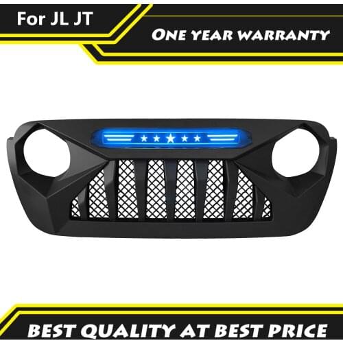 Matte Black ABS Grille Front Bumper Grille Upper Grill For JEEP Wrangler JL 2018 2019 2020 2021 & Gladiator JT Accessories
