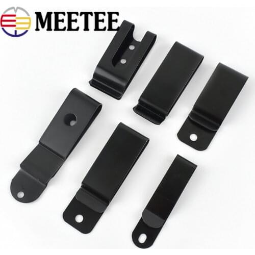 Meetee 5pcs Black Metal Spring Buckles Belt Holster Sheath Clip Clasp for Pockets Wallet Key Hooker DIY Waist Clips with Screws