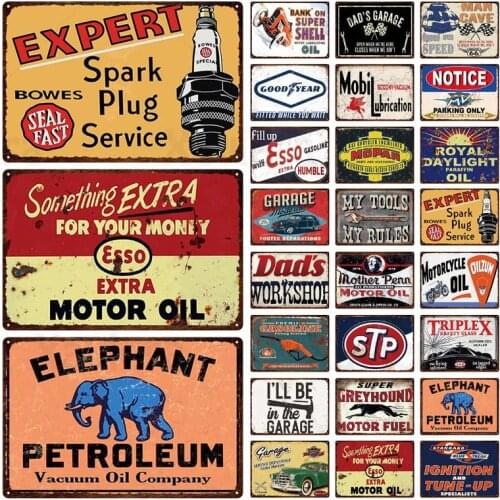 Gas oil Plaque Metal Tin Signs Vintage Garage Wall Decor Poster Bar Pub Club Home Decoration Motor Oil Gasoline Metal Iron Sheet