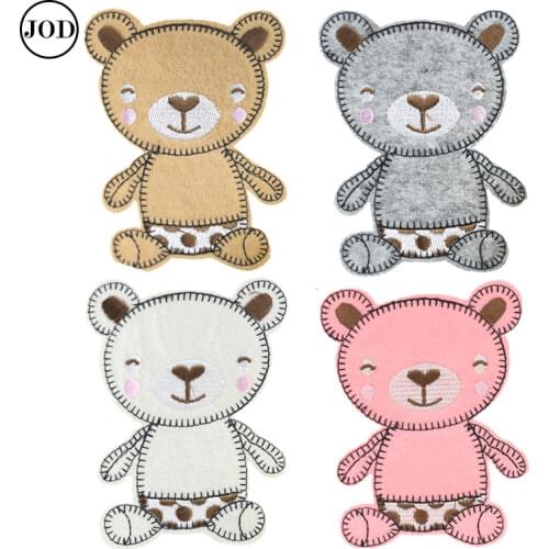 Cute smile baby bear embroidery iron on patches for clothing bag hat scrapbooking DIY patch embroidered stickers fabric badges