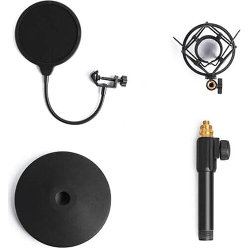 USB Condenser Microphone Tabletop Stand with Shock Mount Holder Mic Stand for Microphone