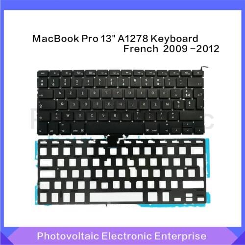 New Replacement Keyboard For MacBook Pro 13.3" A1278 French keyboard+Backlight Backlit 2009-2012 Years