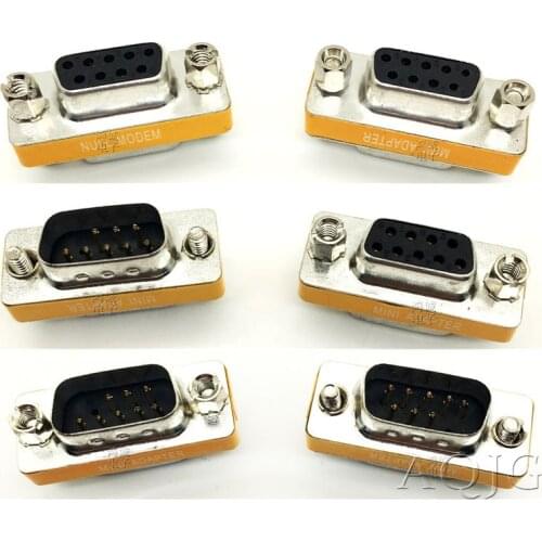 New Female to Female DB9 9Pin Gender Changer Convertor Male to Male DB9 Cross adapter Oranger Null modem Mini