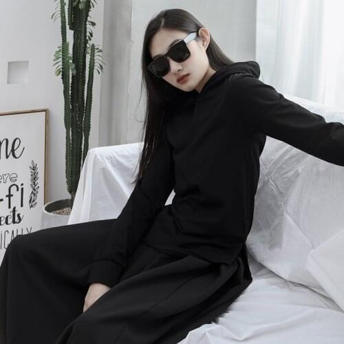 Original design of 2021 spring clothes new products dark black womens slim fitting Pullover