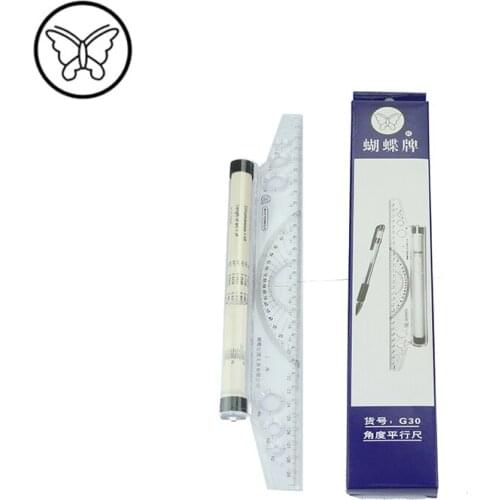 Butterfly G30 Plastic Multi-purpose Angle Parallel Ruler 30cm Rolling Pusher Roller Ruler Angle Balancing Scale Drawing Ruler