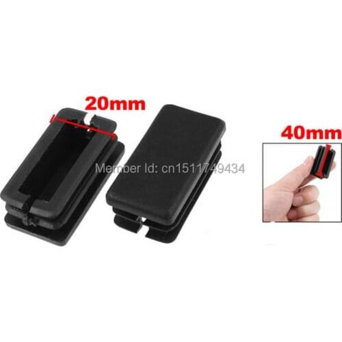 Plastic Square Blanking End Caps Tubing Tube Inserts 20mm x 40mm 100pcs