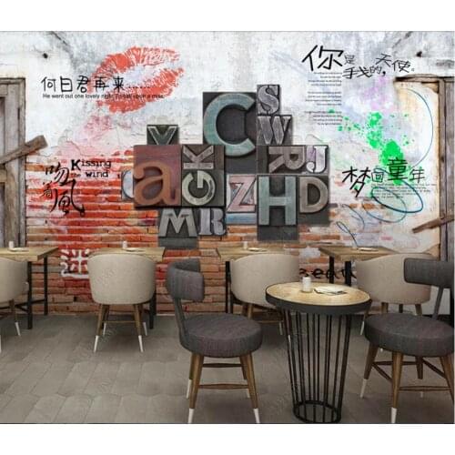 Custom photo wallpaper for walls 3 d murals European style retro nostalgic wall brick bar restaurant murals background wall