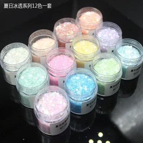 IRIDESCENT WHITE chunk mixed glitter New! 2021 Nail ARt Iridescent Holographic Glitter Chunky ICE Glitter Package 50Grams