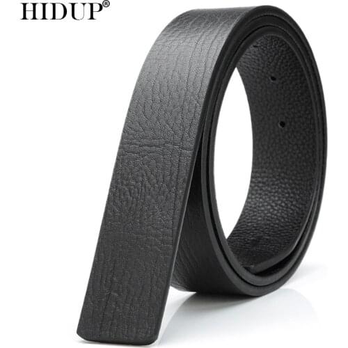 HIDUP Mens Good Quality Design Cow Genuine Leather Belt Pin Slide Style Soft Belts Strap 3.3cm Wide Without Buckle 2020 LUWJ11