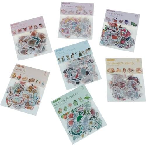 100pcs/pack Cat Flower Diary Memo Stickers Pack Kawaii Scrapbooking Stickers Drop Shipping