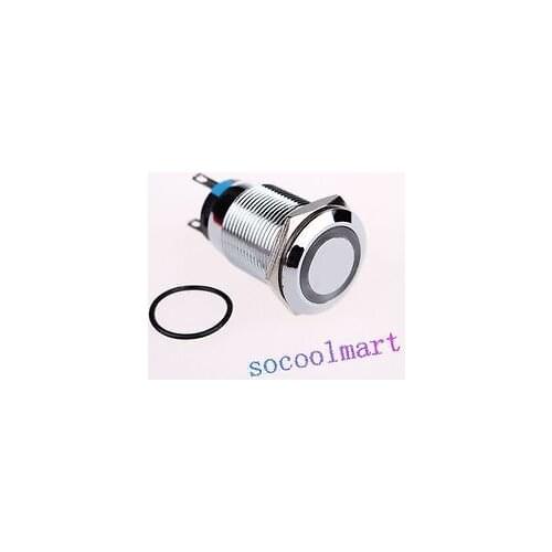 12V Blue Ring Light Lamp Reset Switch 19mm Metal Push Button Switch
