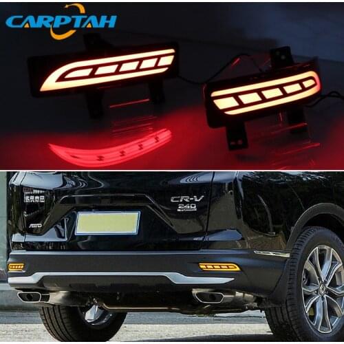 2PCS LED Rear Fog Lamp For Honda C-RV CRV 2020 2021 Car LED Bumper Light Brake Light Turn Signal Reflector 3-in-1 Functions