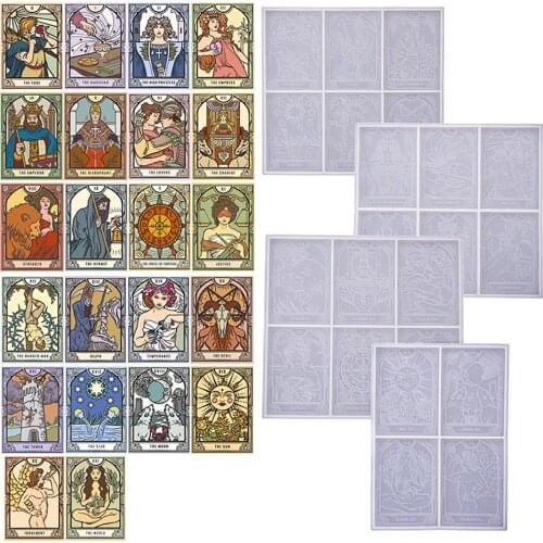 22 Kinds Tarot Cards Resin Molds Large Tarot Silicone Molds DIY Crafts Witch Props Party Game Mould Halloween Card Appropriate