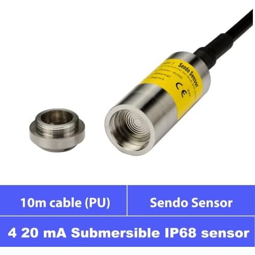 4m water range, 10m PU cable, IP68 protection, 4-20mA submersible pressure sensor, h2o 1 m, 2m, 3m, depth 5m, 6m, 8m, level 10 m