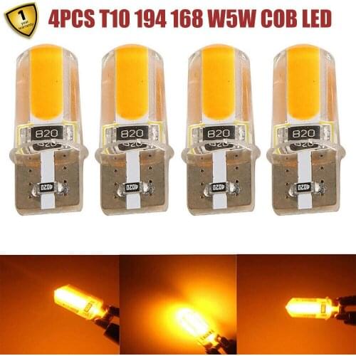 4pcs Car Haedlight T10 194 168 W5W COB LED Car Canbus Silica Width Light LED Bulb Amber Lamp Auto Fog Light For Car