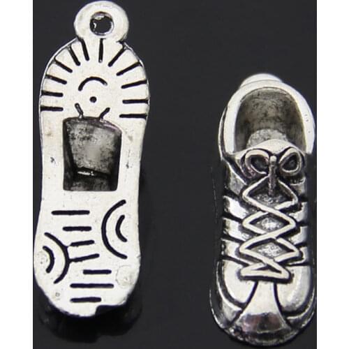 4pcs Mini Shoes Sneaker Charms Keychain Pendant Tibetan Silver Color For DIY Aesthetics Accessories Handmade Jewellery Making