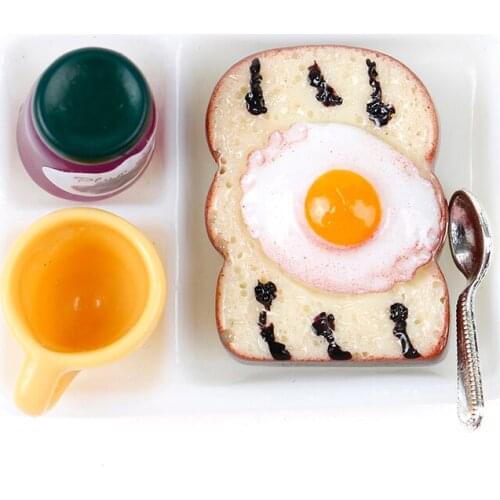 5Pcs/Set Dinner Plate Cup Spoon For Blyth Baby Doll House Play Kitchen Accessoreis Dollhouse MIniature Toast Bread Jam