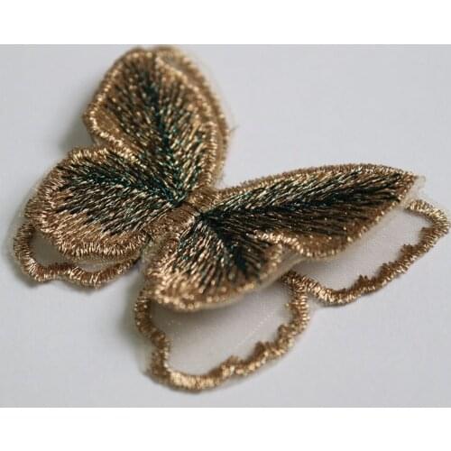 6pc/lot organza 2layer butterfly embroidered Patches for clothing Animal embroidery patches for backpack parches applique