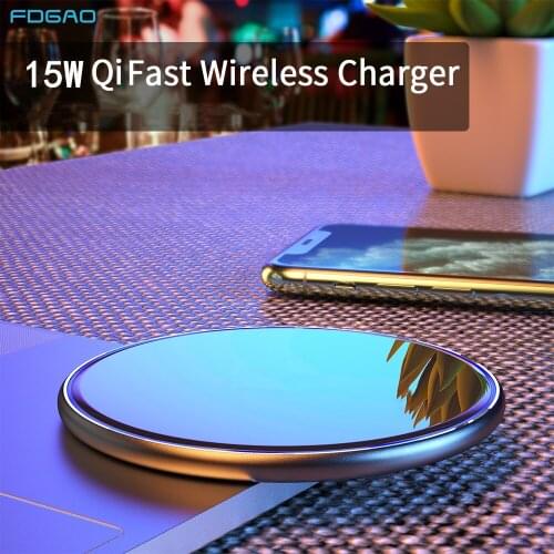 FDGAO 15W Qi Wireless Charger For iPhone 11 XS X XR 8 Induction Fast Wireless Charging Pad For Samsung S20 S10 S9 Huawei P40 Pro