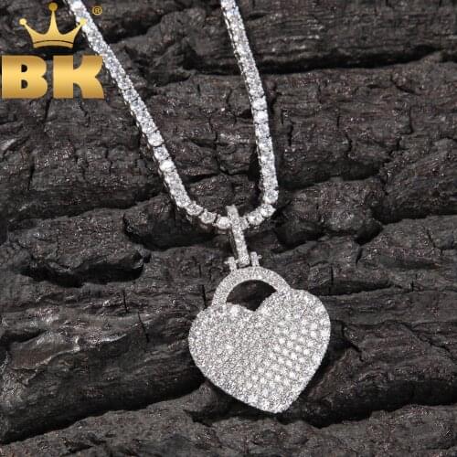 THE BLING KING Lovely Heart Locket Pendant Full Iced Out Crystal Cubic Zirconia Valentines Gift Charm Fashion Hiphop Jewelry