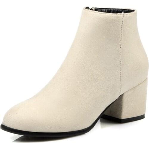 Big Size 11 12 13 Round-headed, thick-heeled, high-heeled, side zipper, square-heeled and short-barreled fashion boots