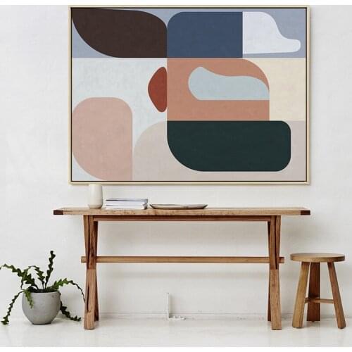 Handmade Buzart elephant abstract oil painting pattern with Geometric figure art canvas for home wall decorations No Frame