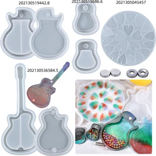 Guitar Pick Case Storage Box Epoxy Resin Mould Guitar Decoration Ornament Jewelry Display Silicone Mold DIY Musical Accessories