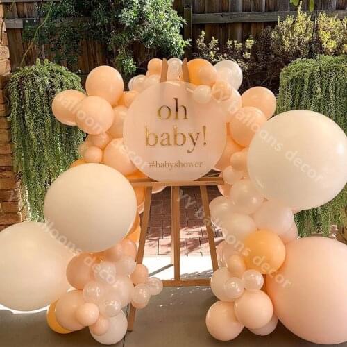 Global Baby Shower Balloons Garland Arch Cream Peach 30th Birthday Decorations Blush Wedding Anniversary Party Decor Supplies
