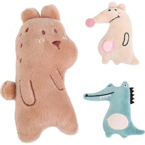 Cat Toys Catnip Small Catmint Pillow Squeaky Plush Sound Plush Fruit and Animal Shape Molar Pet Dog Toys Puppy Chew Training Toy