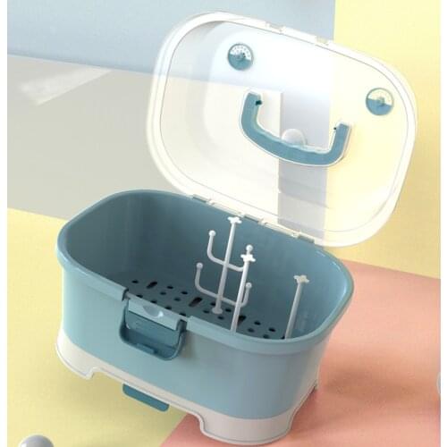 Food-Grade Plastic Milk Bottle Storage Box Bottle Drying Rack with Dustproof CoverBabys Tableware Storage Boxes
