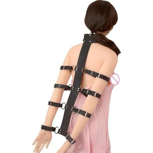 Leather Handcuffs Bdsm Bondage Body Restraints Anti Back Sexy Binding Belt Fetish Slave Wrist Strap Neck Collar Adult Products