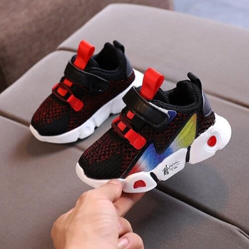2021 New Child Sports Shoes Boys Girls Baby Casual Shoes Slip Patchwork Breathable Mesh Toddler Shoes Sneakers for Kids Shoes